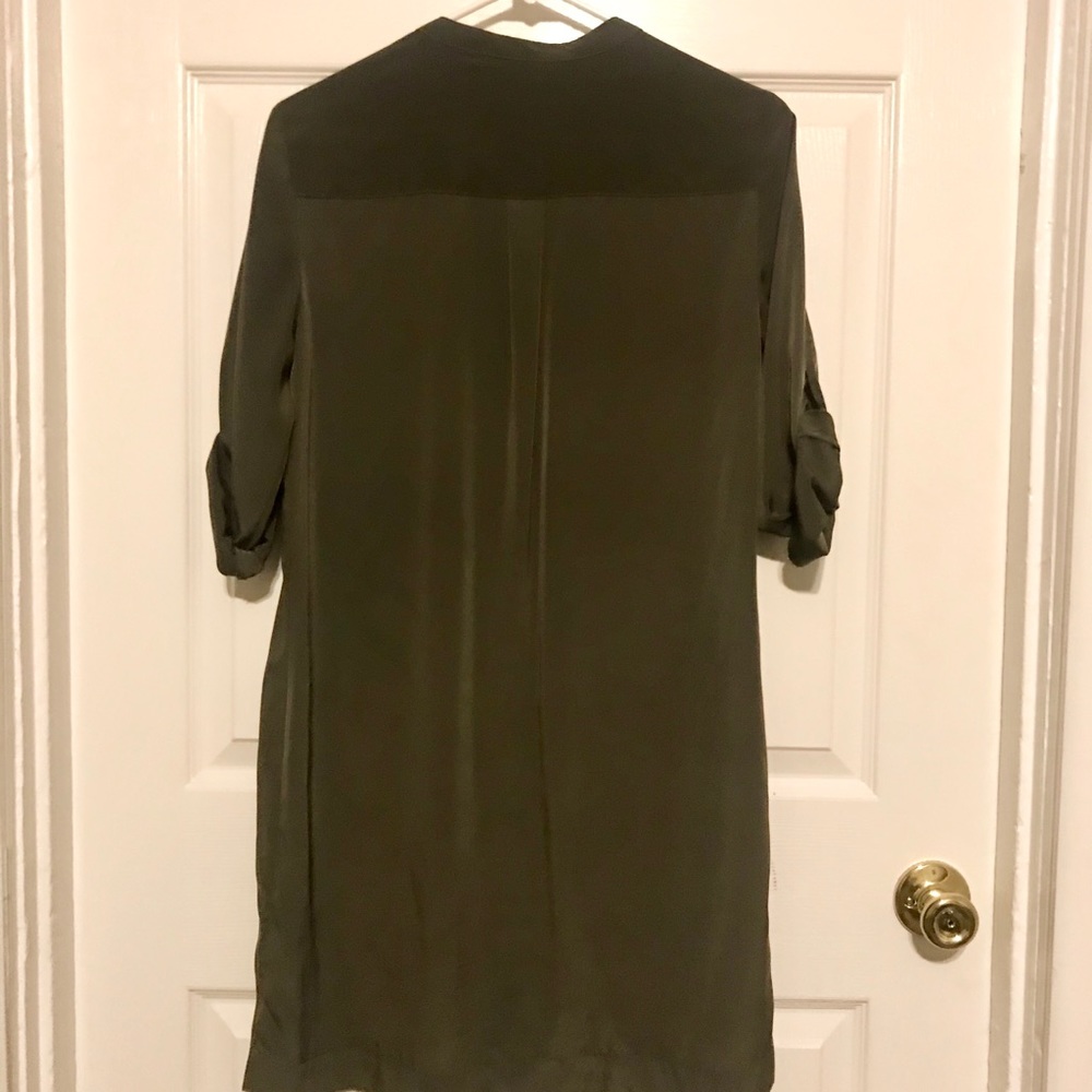 Olive Green Express Button Down Dress - Picture 3 of 4